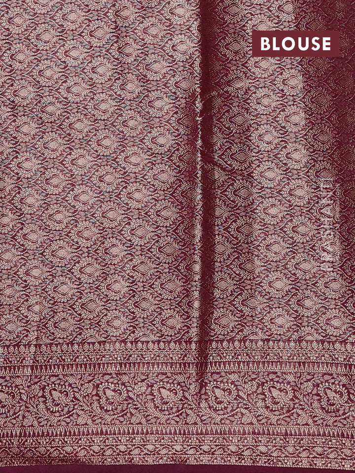 Mauve Pink & Wine Semi Chiniya Silk Saree