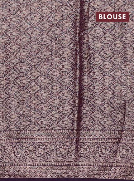 Mustard Yellow & Violet Semi Chiniya Silk Saree