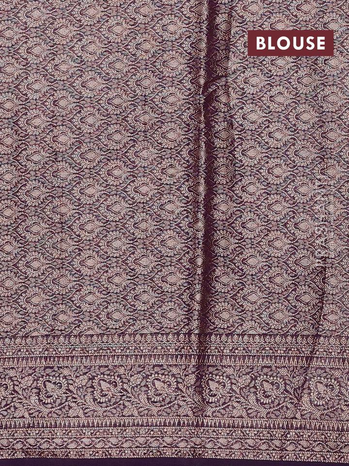 Mustard Yellow & Violet Semi Chiniya Silk Saree