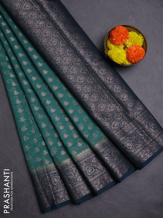 Green & Peacock Green Semi Chiniya Silk Saree