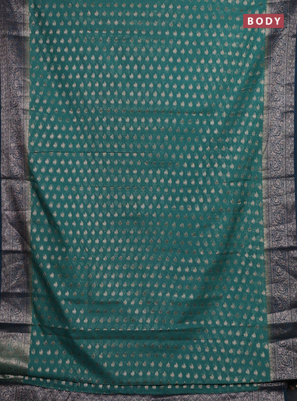 Green & Peacock Green Semi Chiniya Silk Saree
