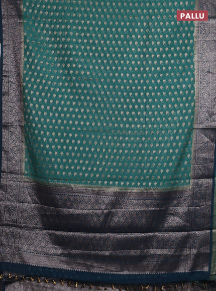 Green & Peacock Green Semi Chiniya Silk Saree