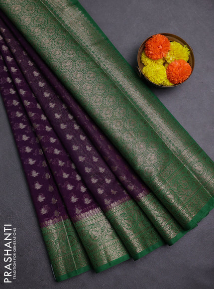 Purple & Green Semi Chiniya Silk Saree