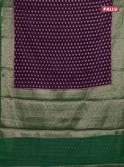 Purple & Green Semi Chiniya Silk Saree