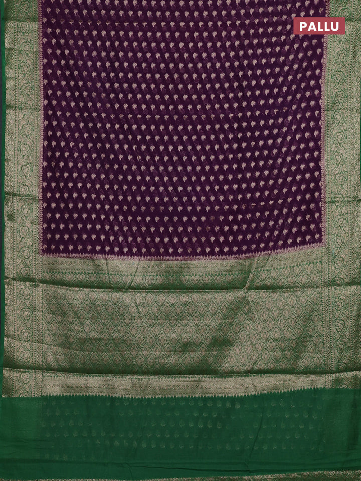 Purple & Green Semi Chiniya Silk Saree