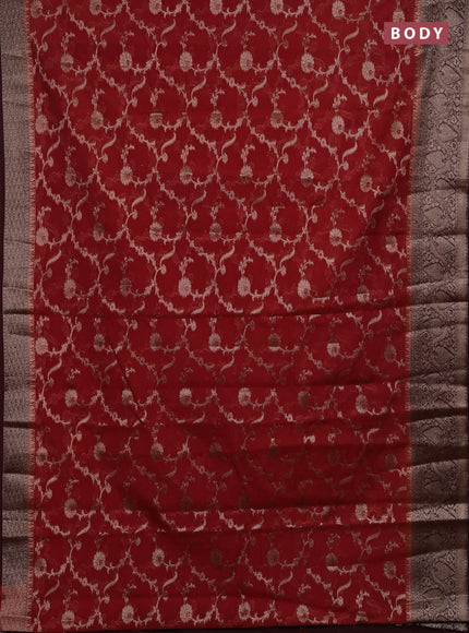 Rustic Orange & Maroon Semi Chiniya Silk Saree