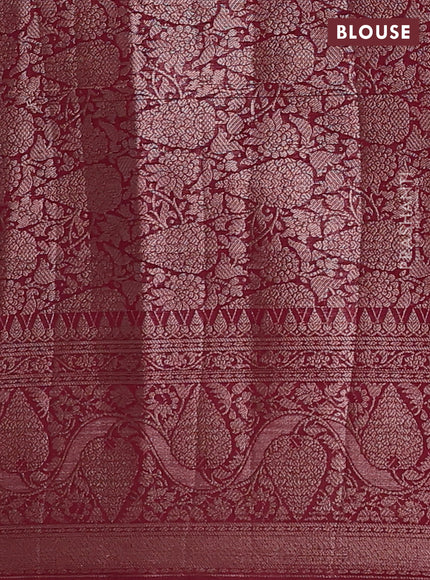 Peacock Green & Wine Semi Chiniya Silk Saree