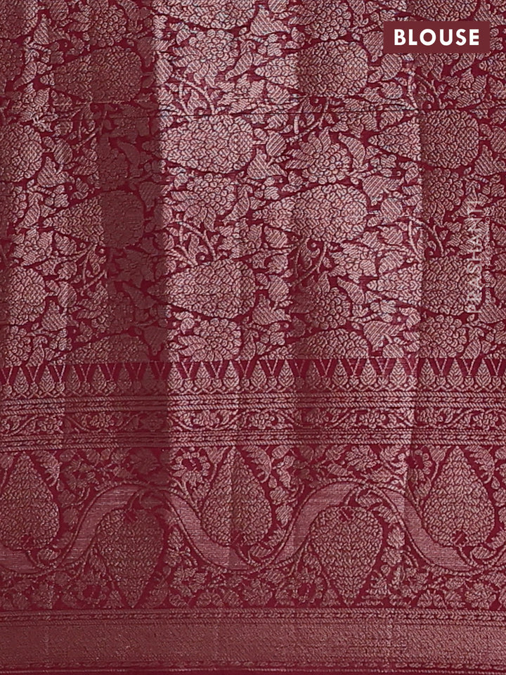 Peacock Green & Wine Semi Chiniya Silk Saree