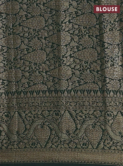 Pink & Bottle Green Semi Chiniya Silk Saree