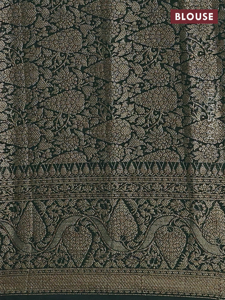 Pink & Bottle Green Semi Chiniya Silk Saree