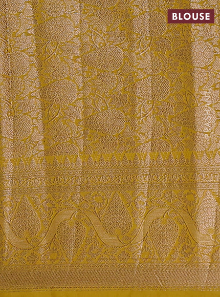 Coffee Brown & Mustard Green Semi Chiniya Silk Saree