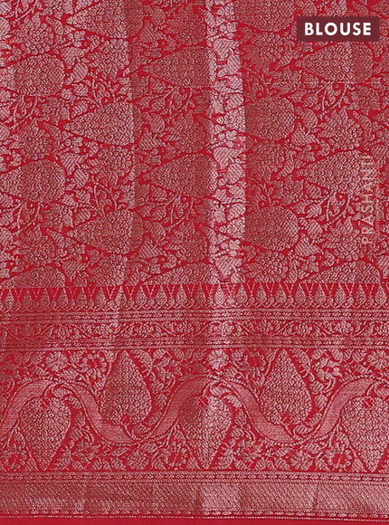 Navy Blue & Red Semi Chiniya Silk Saree