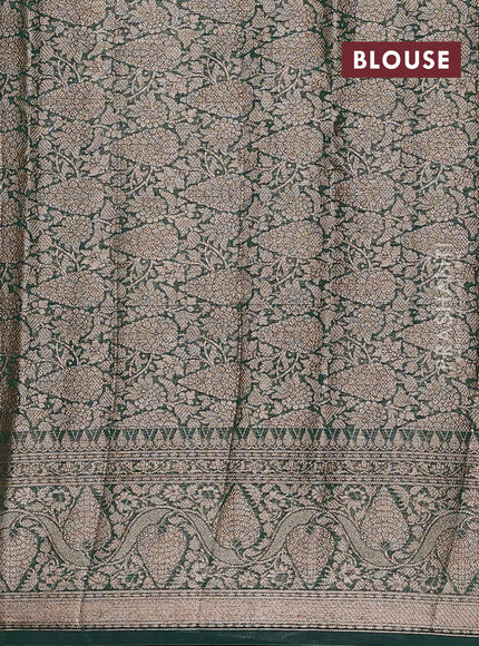 Wine & Bottle Green Semi Chiniya Silk Saree