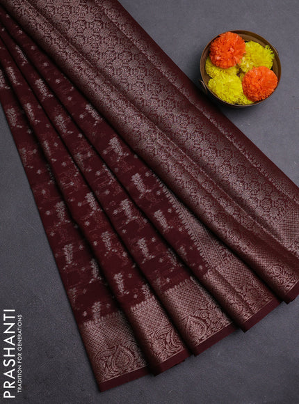 Coffee Brown Semi Chiniya Silk Saree