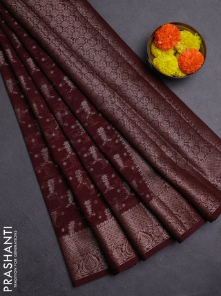 Coffee Brown Semi Chiniya Silk Saree