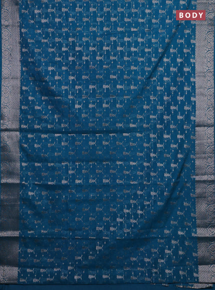 Peacock Blue Semi Chiniya Silk Saree