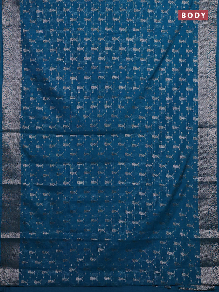 Peacock Blue Semi Chiniya Silk Saree