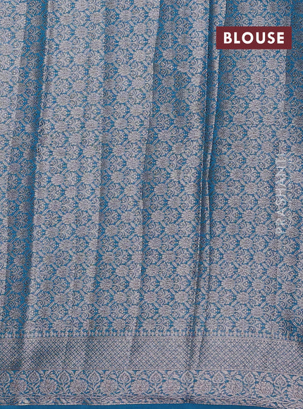Peacock Blue Semi Chiniya Silk Saree