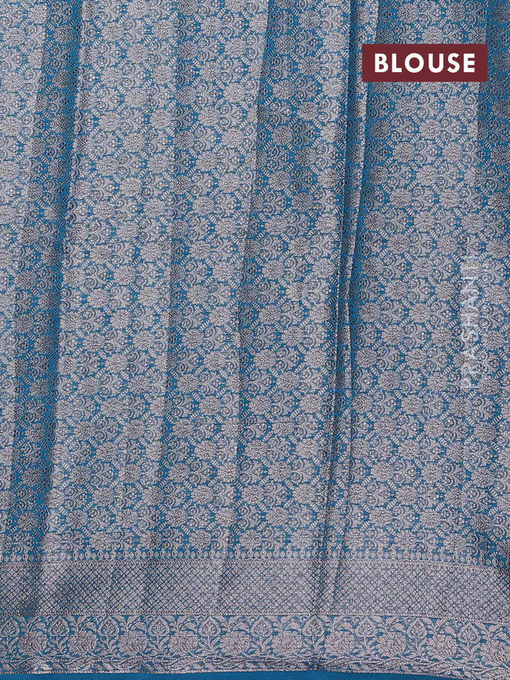 Peacock Blue Semi Chiniya Silk Saree