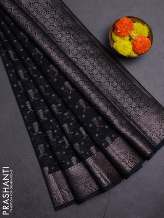 Black Semi Chiniya Silk Saree