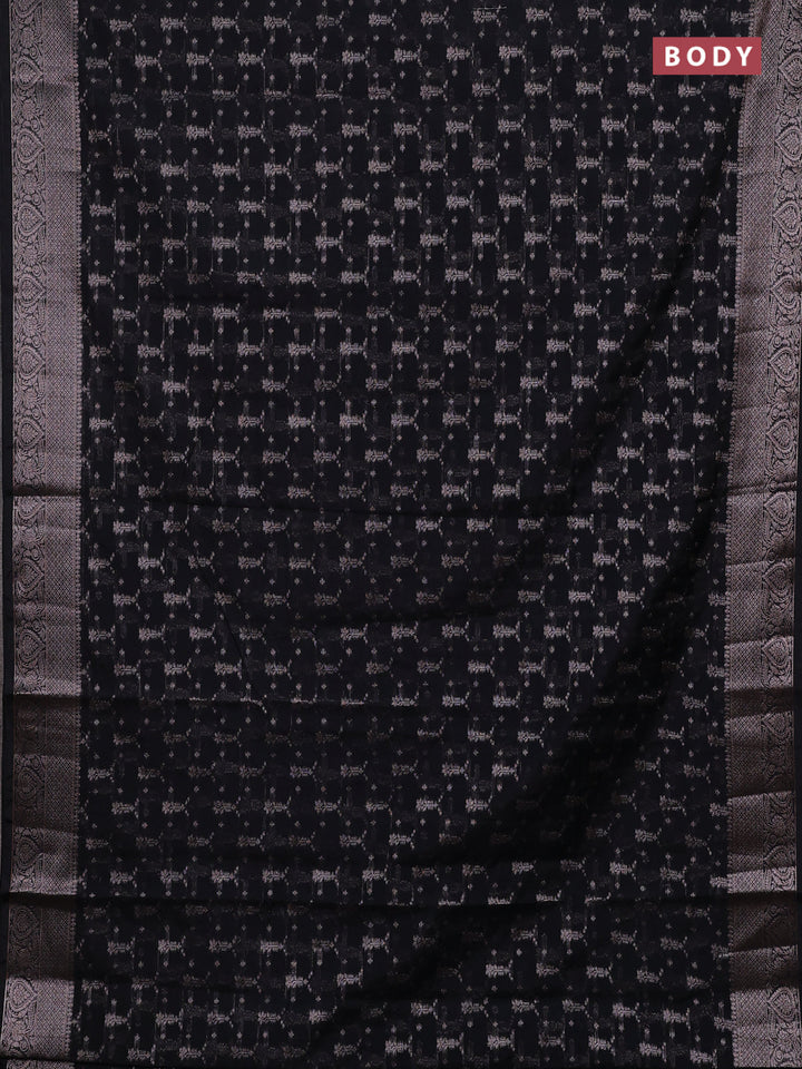 Black Semi Chiniya Silk Saree