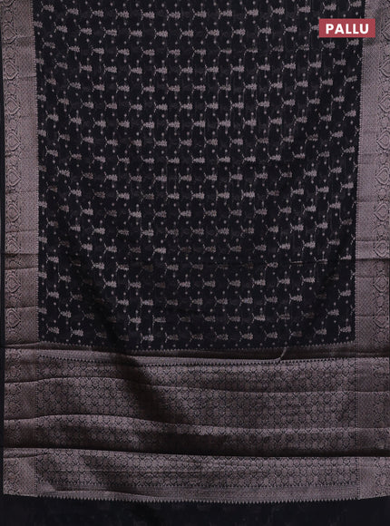 Black Semi Chiniya Silk Saree