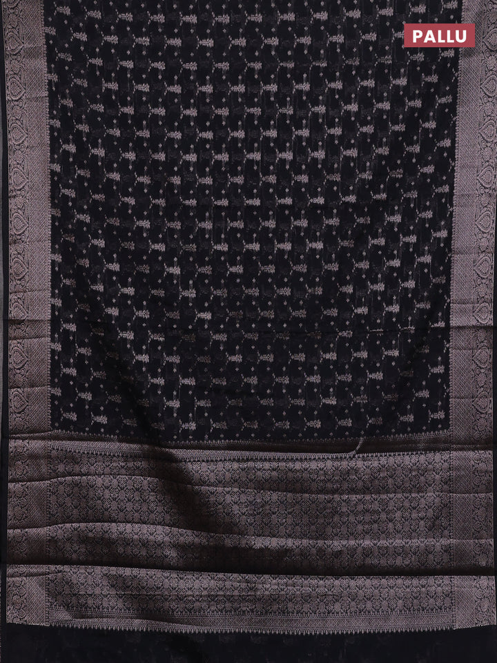 Black Semi Chiniya Silk Saree