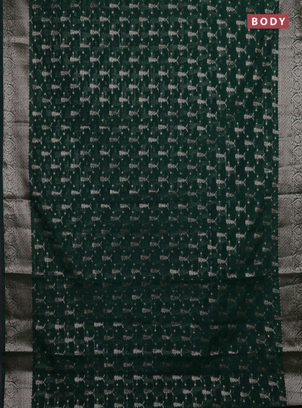Bottle Green Semi Chiniya Silk Saree