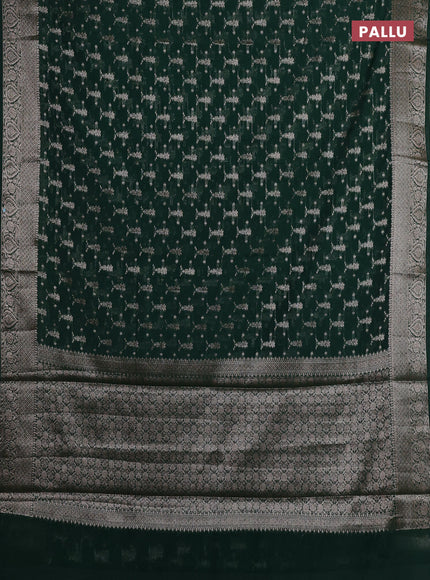 Bottle Green Semi Chiniya Silk Saree