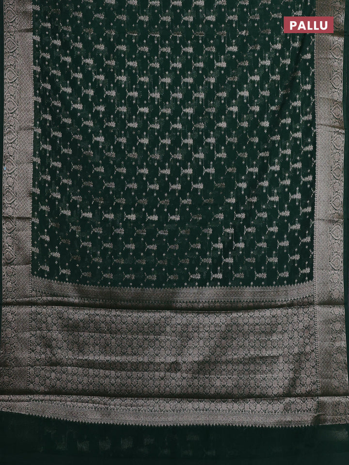 Bottle Green Semi Chiniya Silk Saree