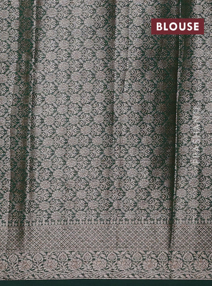 Bottle Green Semi Chiniya Silk Saree