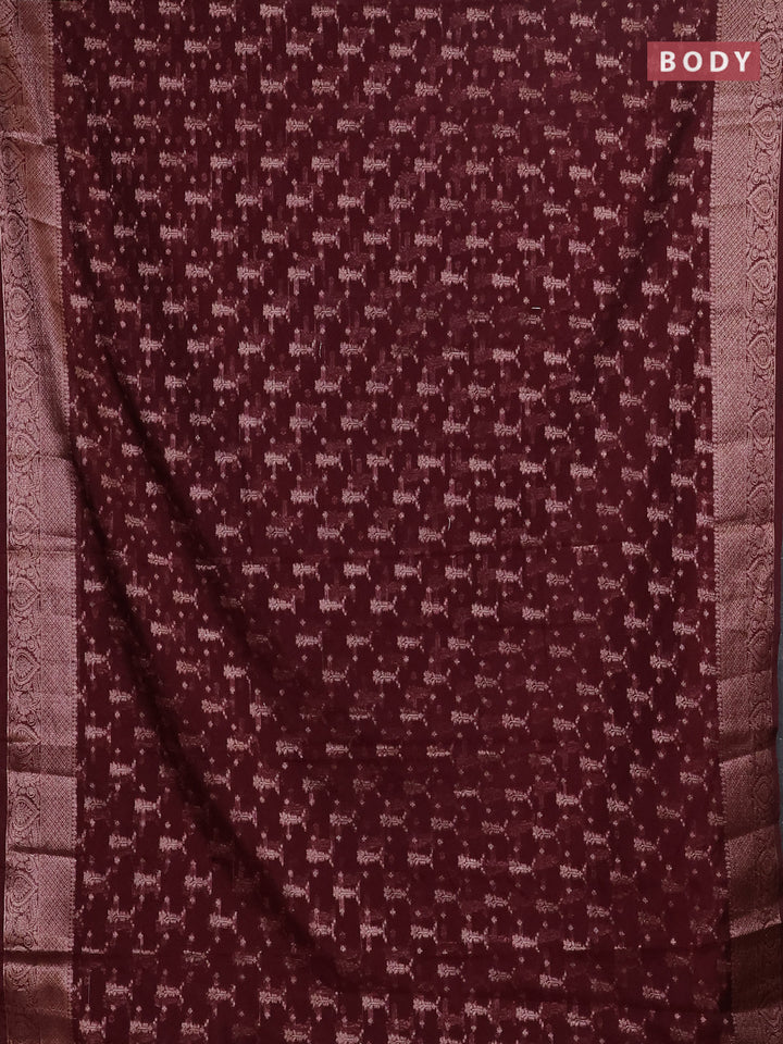 Wine Semi Chiniya Silk Saree