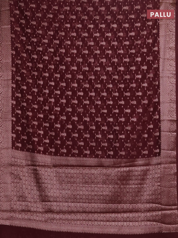 Wine Semi Chiniya Silk Saree
