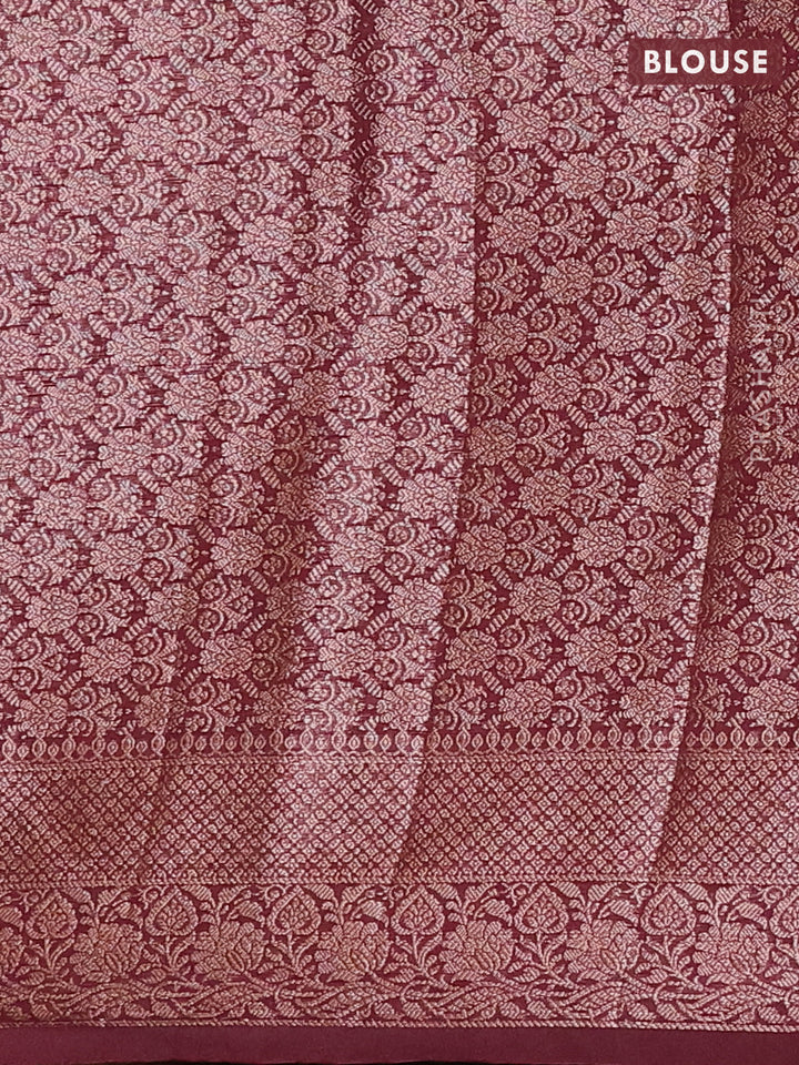 Wine Semi Chiniya Silk Saree