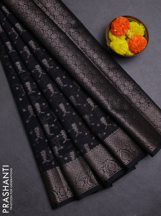 Black Semi Chiniya Silk Saree