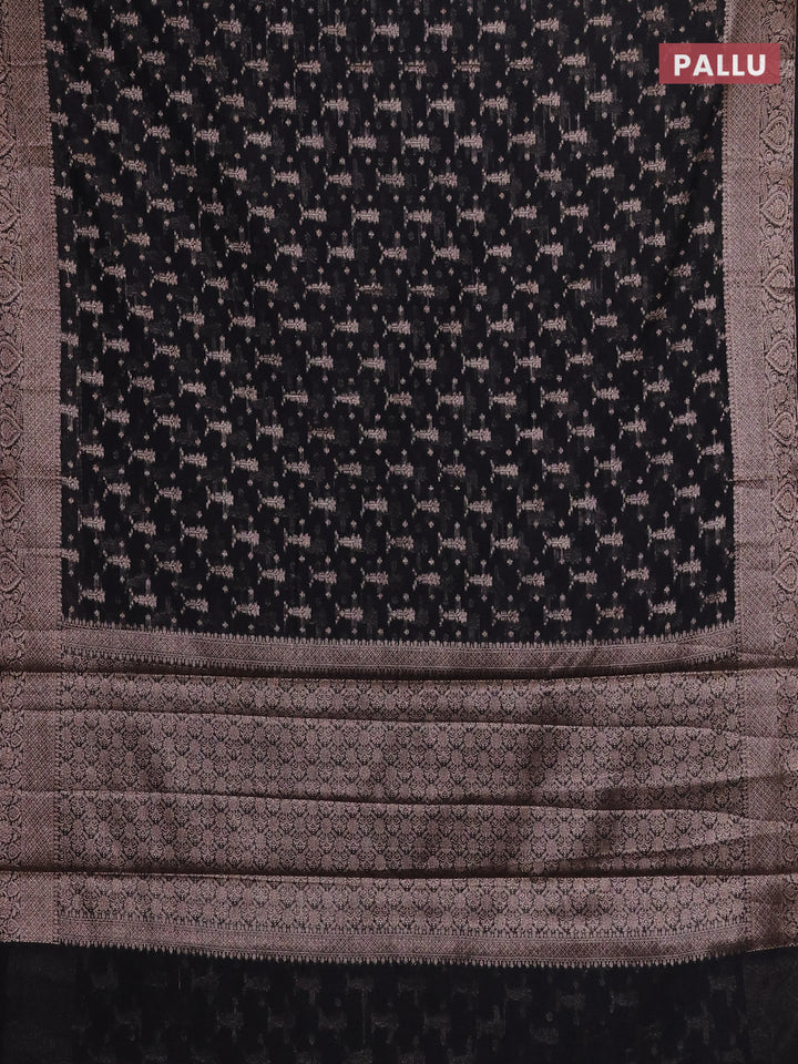 Black Semi Chiniya Silk Saree