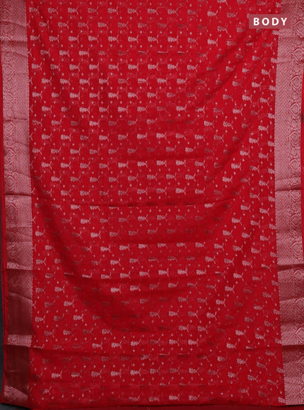 Red Semi Chiniya Silk Saree