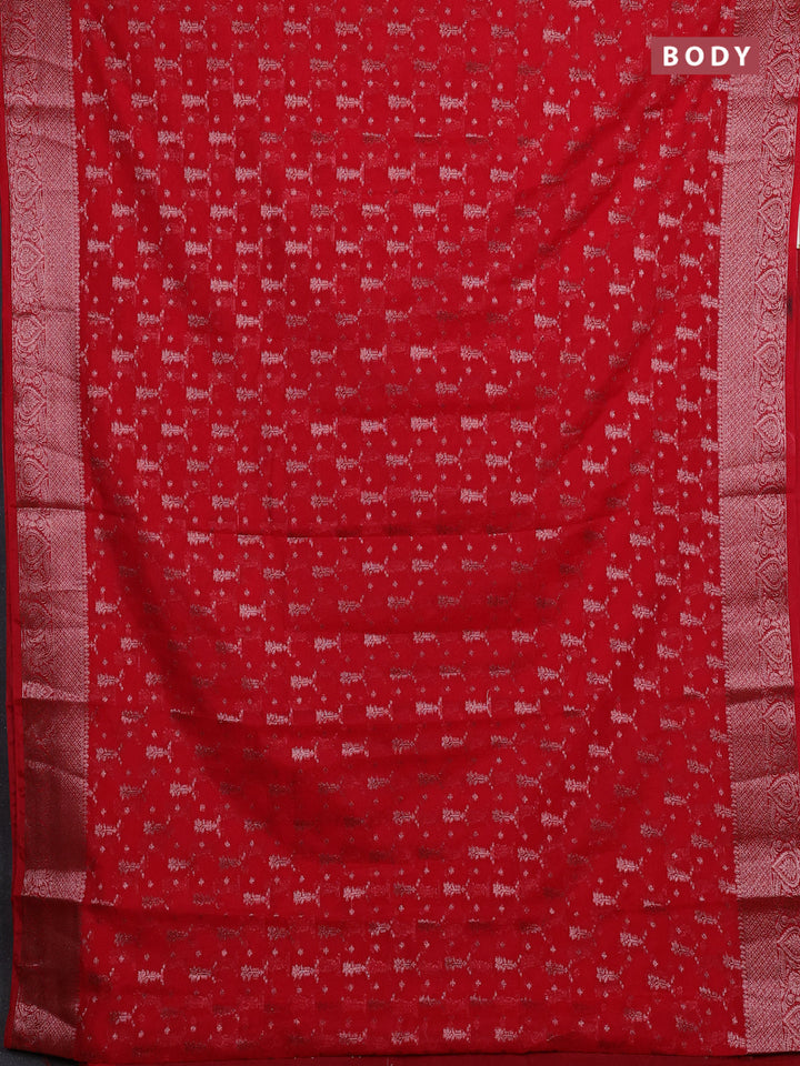 Red Semi Chiniya Silk Saree