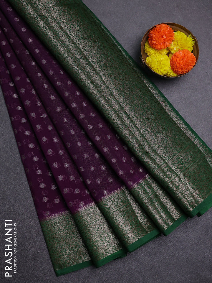 Violet & Green Semi Chiniya Silk Saree