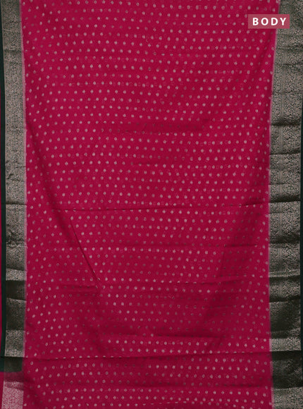 Pink & Bottle Green Semi Chiniya Silk Saree