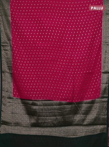 Pink & Bottle Green Semi Chiniya Silk Saree