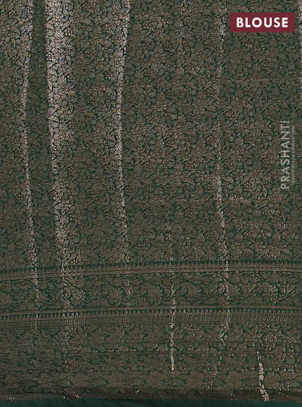 Pink & Bottle Green Semi Chiniya Silk Saree
