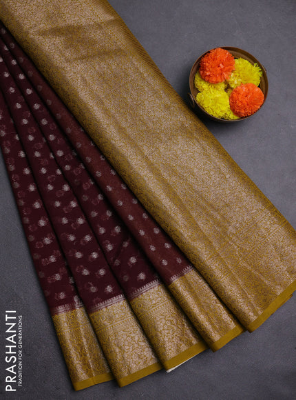 Maroon & Mustard Semi Chiniya Silk Saree