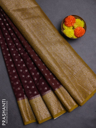 Maroon & Mustard Semi Chiniya Silk Saree