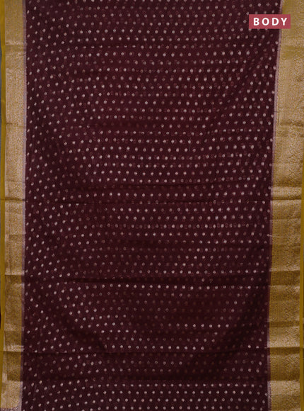 Maroon & Mustard Semi Chiniya Silk Saree