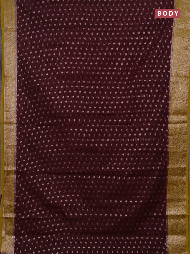 Maroon & Mustard Semi Chiniya Silk Saree