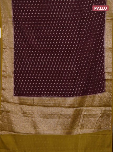 Maroon & Mustard Semi Chiniya Silk Saree