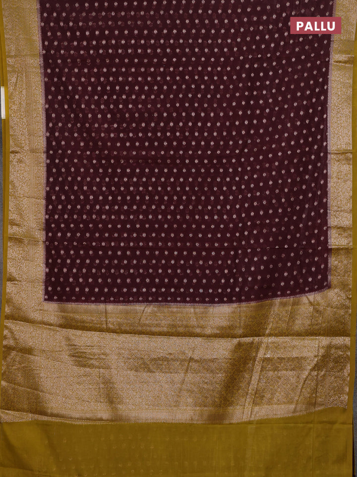 Maroon & Mustard Semi Chiniya Silk Saree