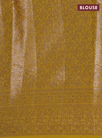 Maroon & Mustard Semi Chiniya Silk Saree