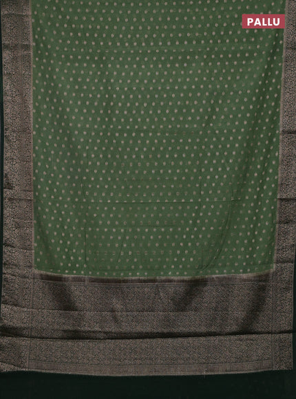Pastel Green & Bottle Green Semi Chiniya Silk Saree